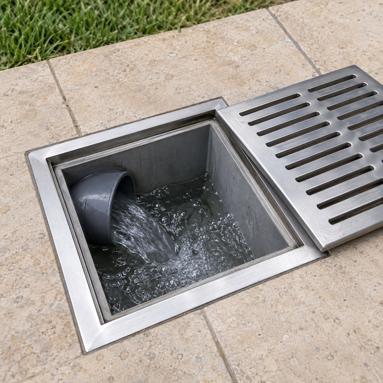 Imagen representativa del desagüe de una piscina